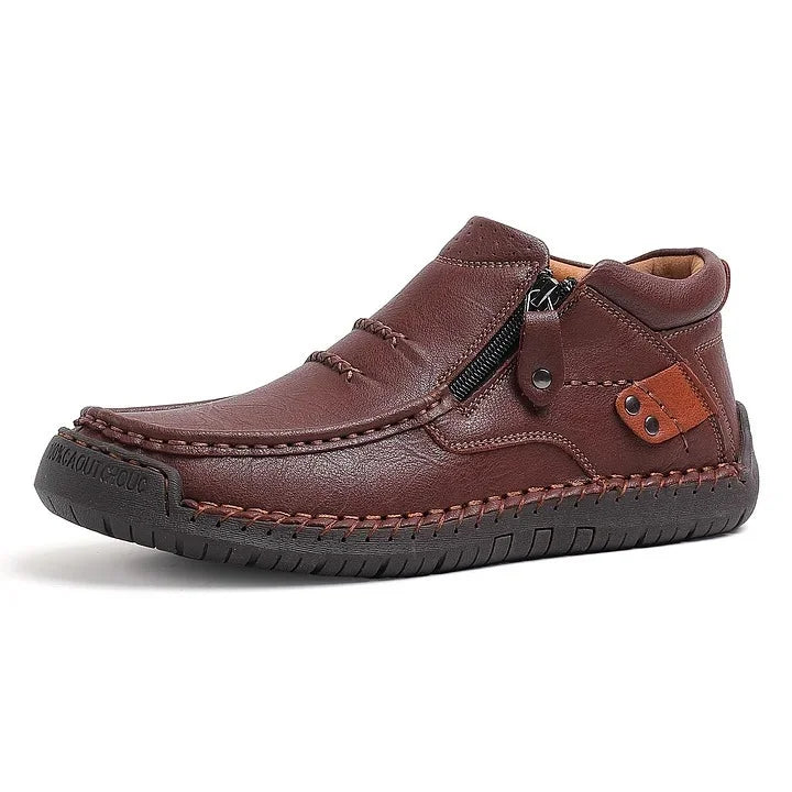 Men’s Handmade Premium Leather Slip-On Driving Boots – Wide Toe, Arch Support