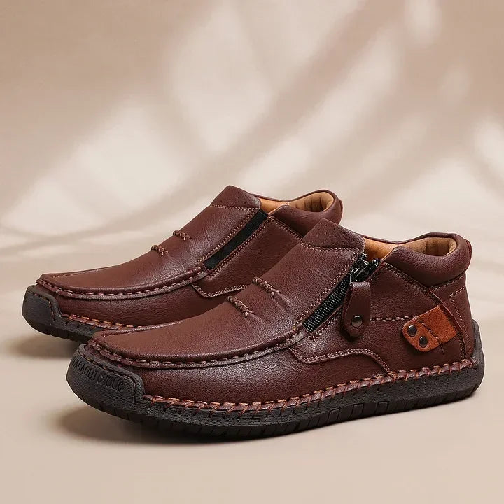 Men’s Handmade Premium Leather Slip-On Driving Boots – Wide Toe, Arch Support