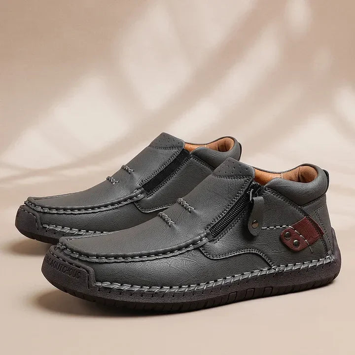 Men’s Handmade Premium Leather Slip-On Driving Boots – Wide Toe, Arch Support