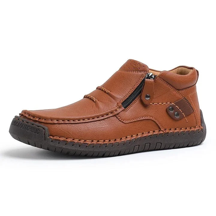 Men’s Handmade Premium Leather Slip-On Driving Boots – Wide Toe, Arch Support