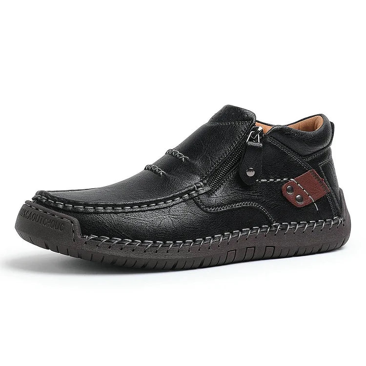 Men’s Handmade Premium Leather Slip-On Driving Boots – Wide Toe, Arch Support