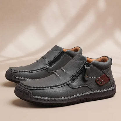 Men’s Handmade Premium Leather Slip-On Driving Boots – Wide Toe, Arch Support