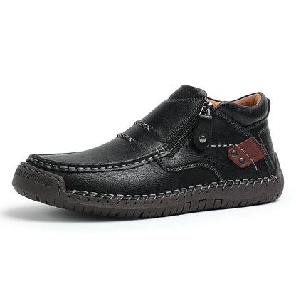 Men’s Handmade Premium Leather Slip-On Driving Boots – Wide Toe, Arch Support